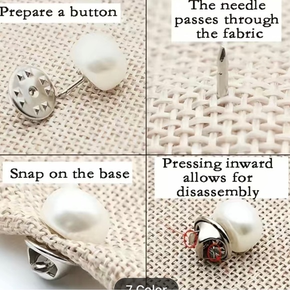 3/$10 Pin Replacement Buttons 4ct Pearl Enamel Brooch - Picture 6 of 7